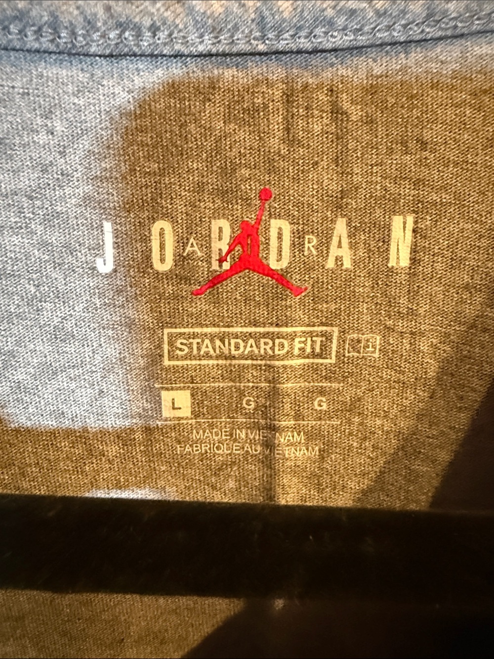 Jordan Men's Heather Gray Tee with Black Vertical Logo - Picture 2 of 3